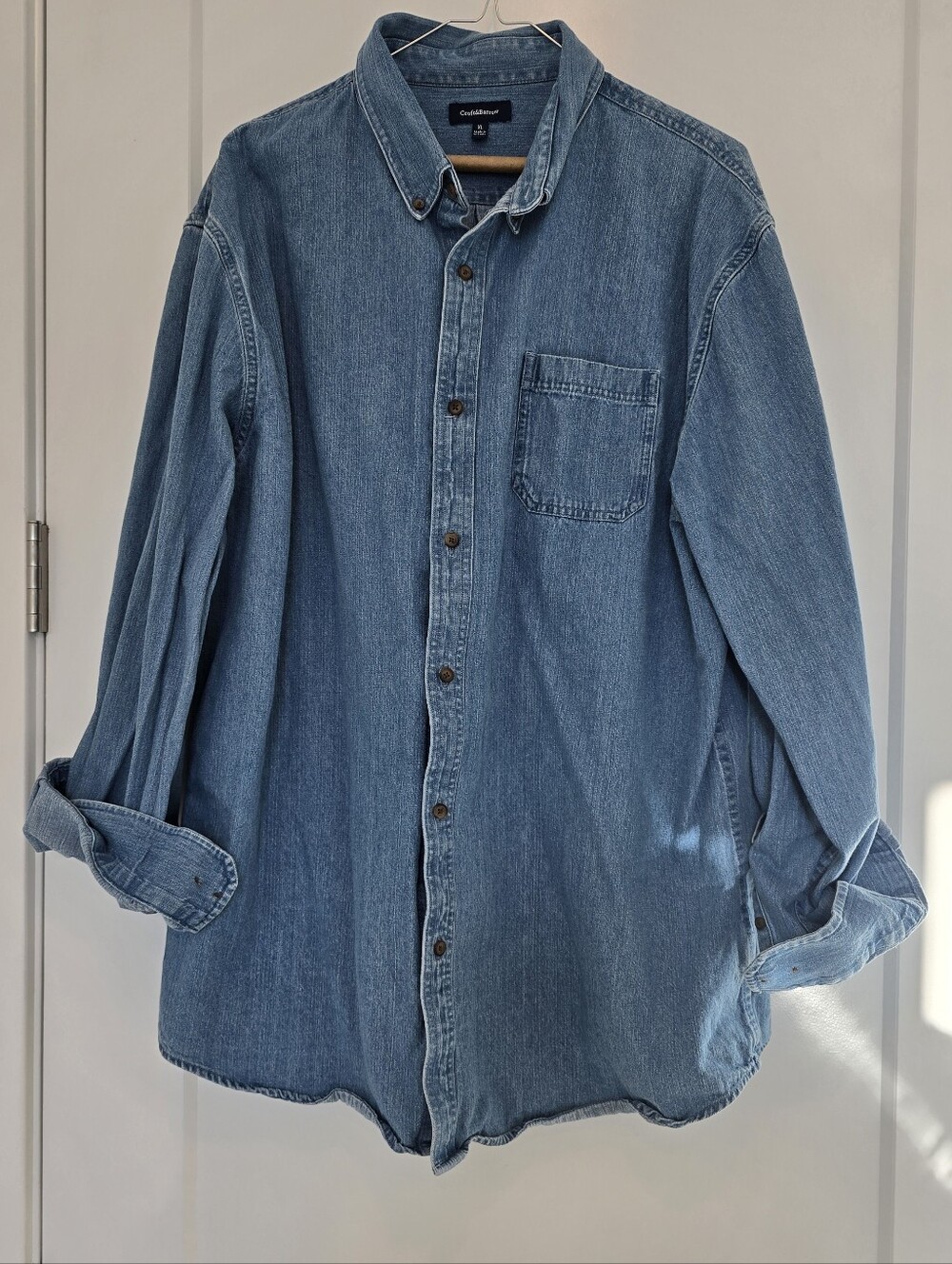 Croft & Borrow Denim Button Up Shirt 100% Cotton Mens (Unisex)
